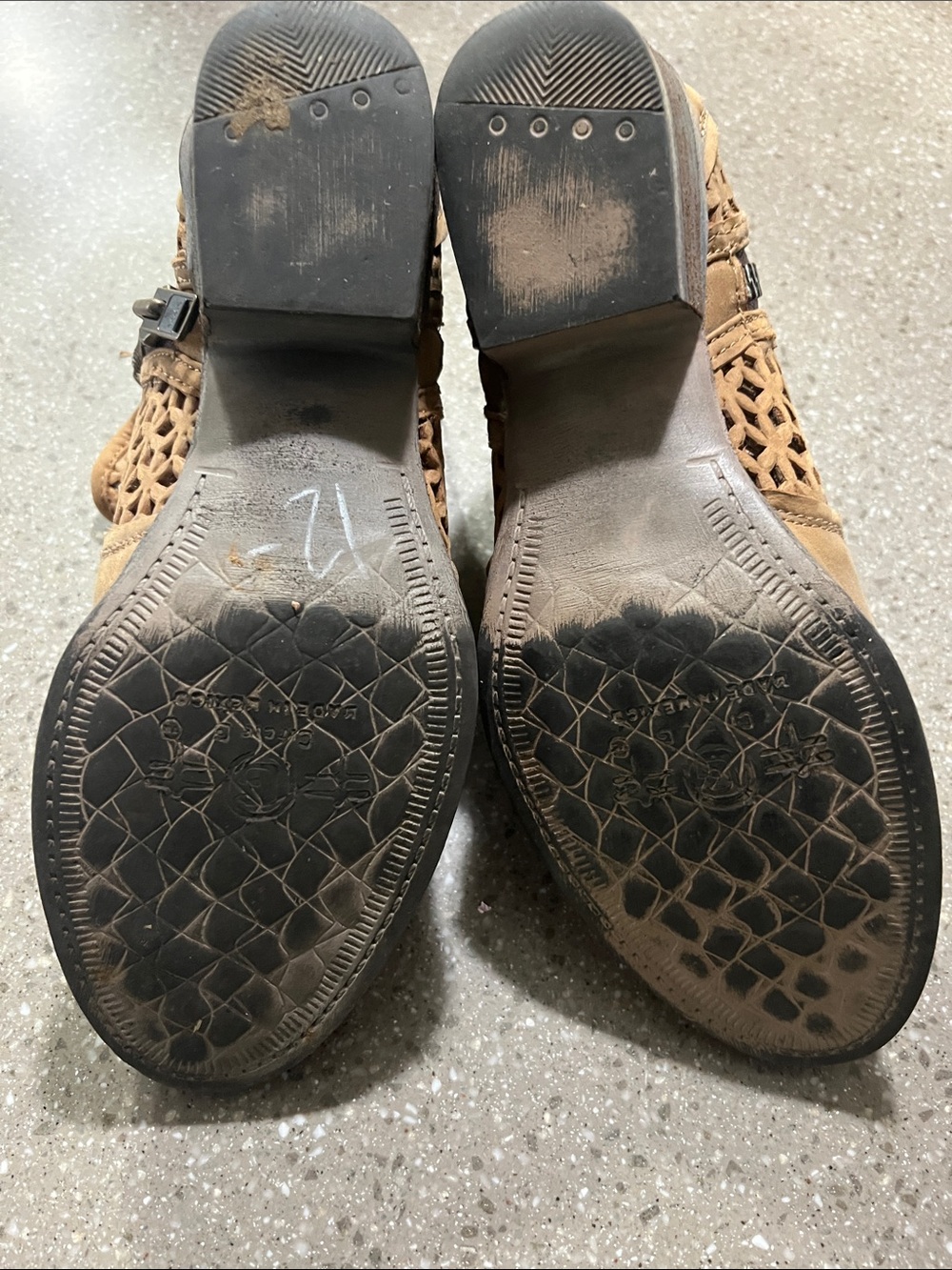 Circle G Tan Laser-Cut Ankle Booties with Side Zipper - Picture 3 of 5
